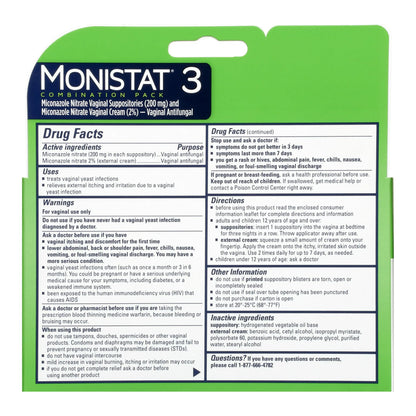 MONISTAT-3, CRM & OVULE ANTIFUNGAL (3/BX)