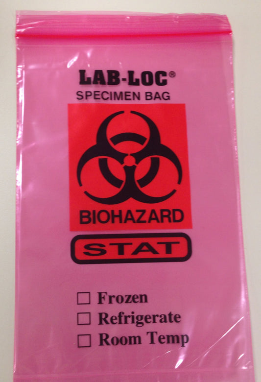 BAG SPECIMEN 6X9 RED STAT