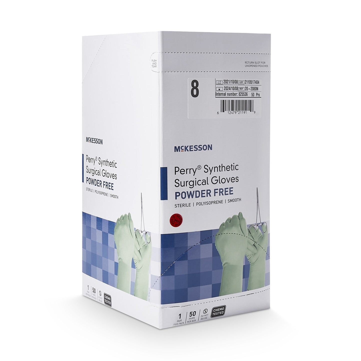 GLOVE, SURG PLYISO 8.0 STR2 SMTH CHEMO (50PR/BX 4BX/CS)