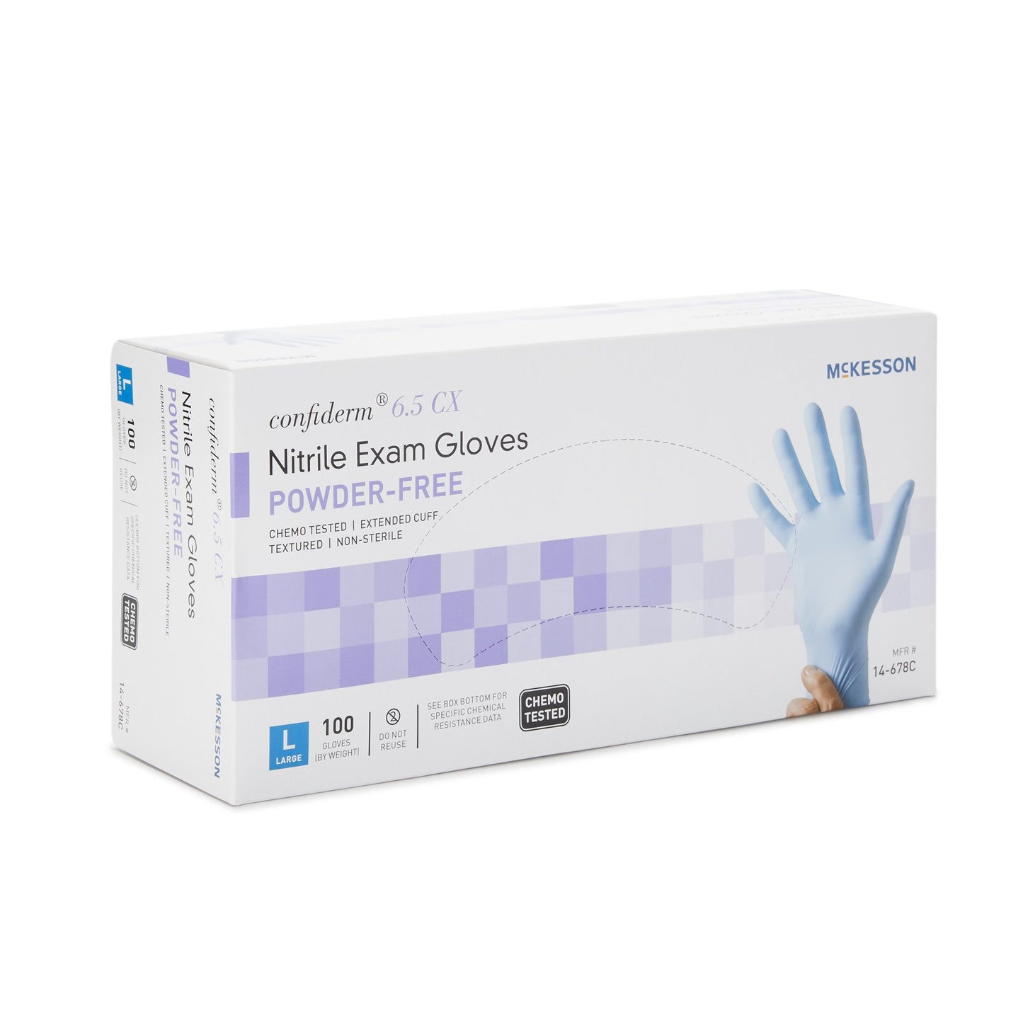 GLOVE, EXAM NTRL LG N/S EXTCF CHEMO 6.5CX (100/BX 10BX/CS)