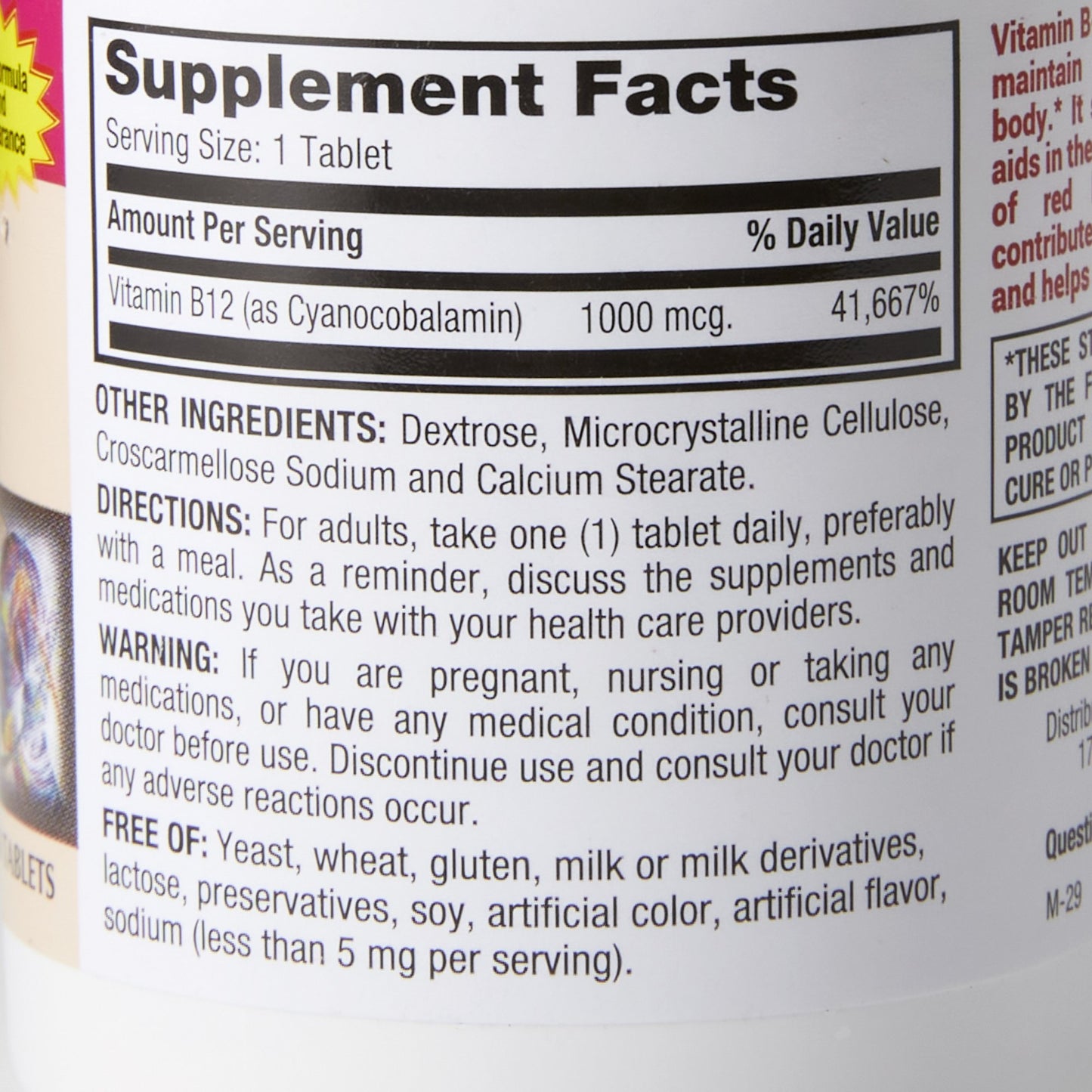 VITAMIN B-12, TAB 1000MCG (130/BT)