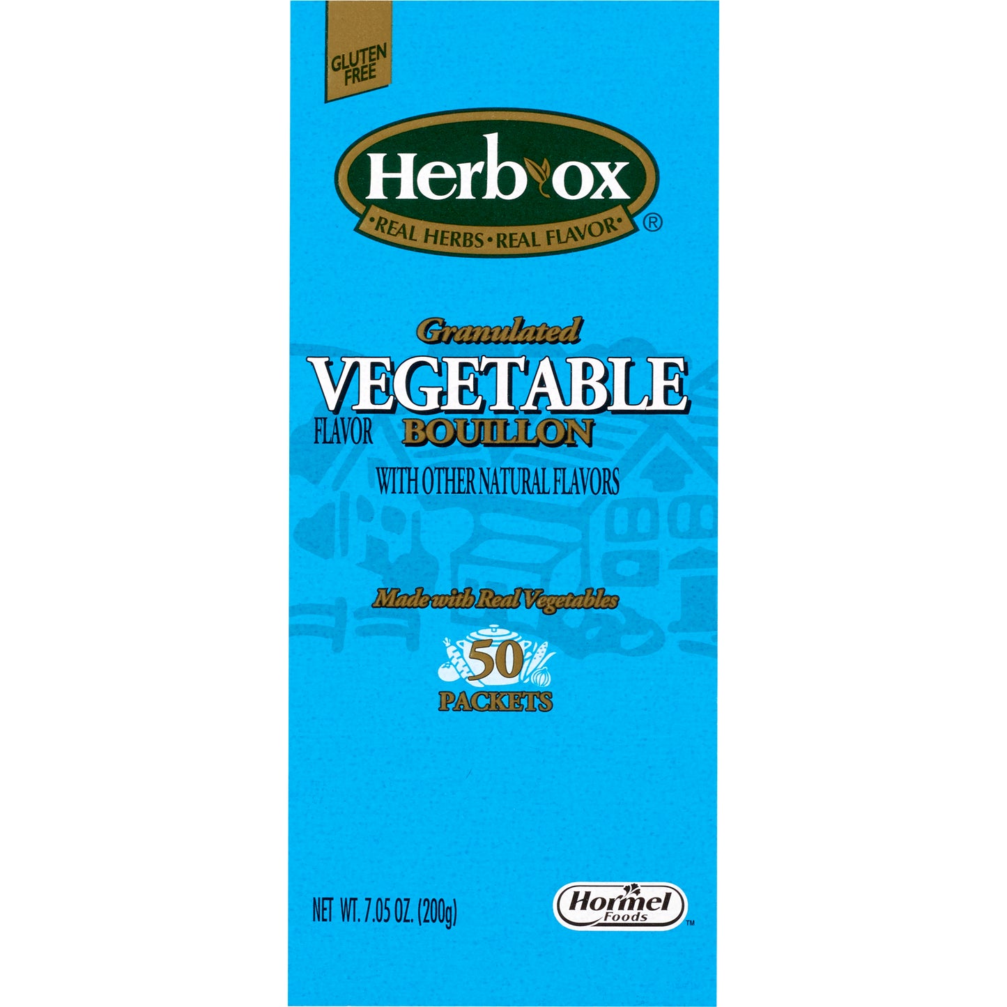 BROTH, VEGETABLE BOUILLON GLUTEN FREE HERBOX (50/BX 6BX/CS)