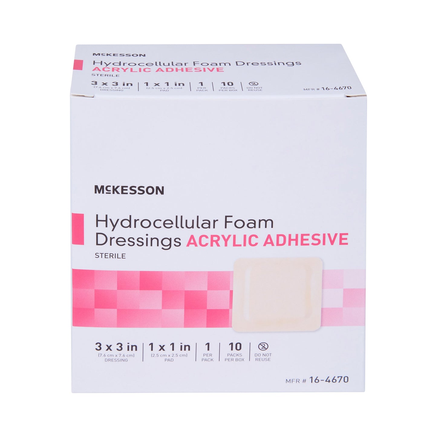 DRESSING, HYDROCELLULAR ADH STR FOAM 3"X3" (10EA/BX 10BX/CS)