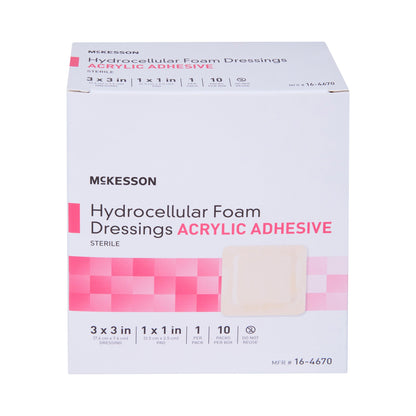 DRESSING, HYDROCELLULAR ADH STR FOAM 3"X3" (10EA/BX 10BX/CS)
