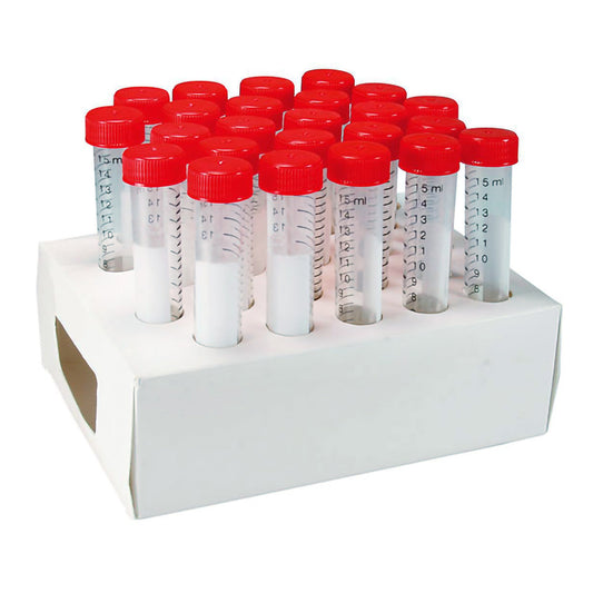 TUBE, CENTRIFUGE W/SCREW CAP STR RED 15ML (25/PK 20PK/CS)