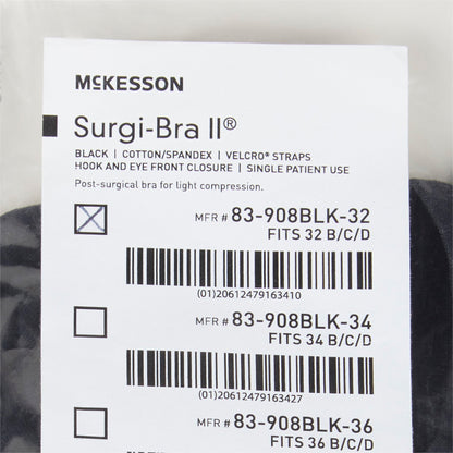 SUPPORT, SURGI-BRA II BREAST COTTON BLK LF 32B/C/D