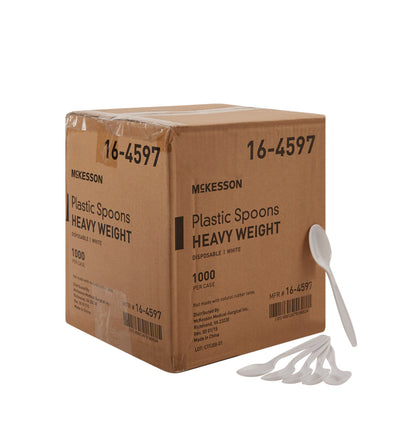 SPOON, PLASTIC HVY WGHT WHT 6"(1000/CS)