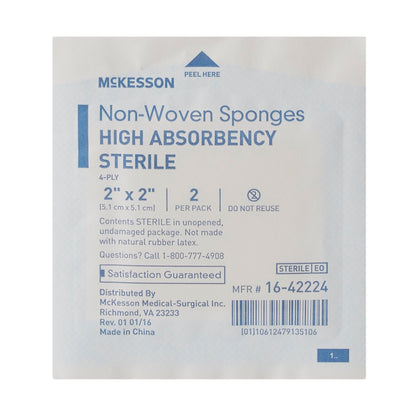 SPONGE, N/WOVN HI-ABSRB 2"X2" 4PLY STR (2/PK 50PK/