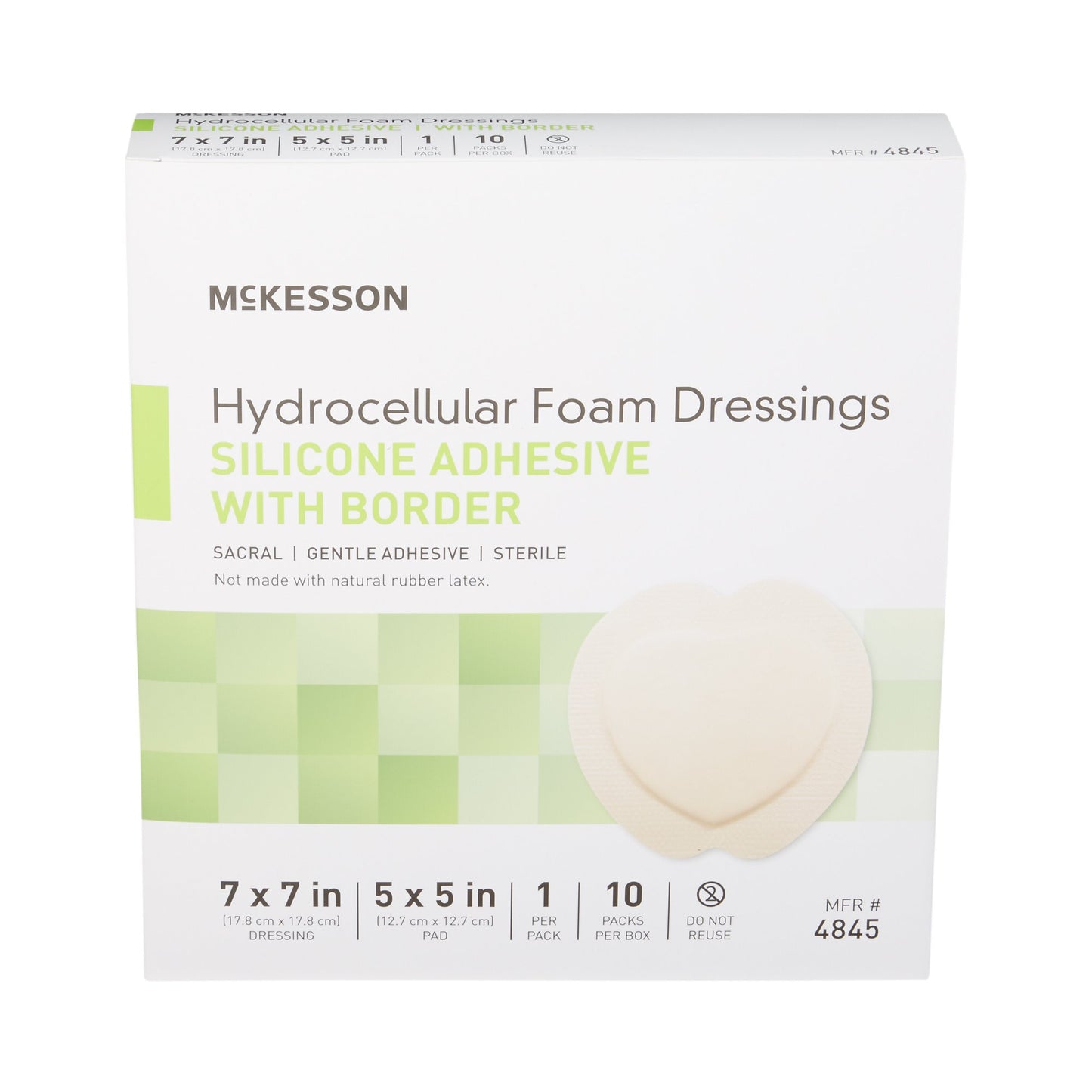 FOAM, ADH SIL W/BORDER SACRAL 7"X7" (10/BX 20BX/CS