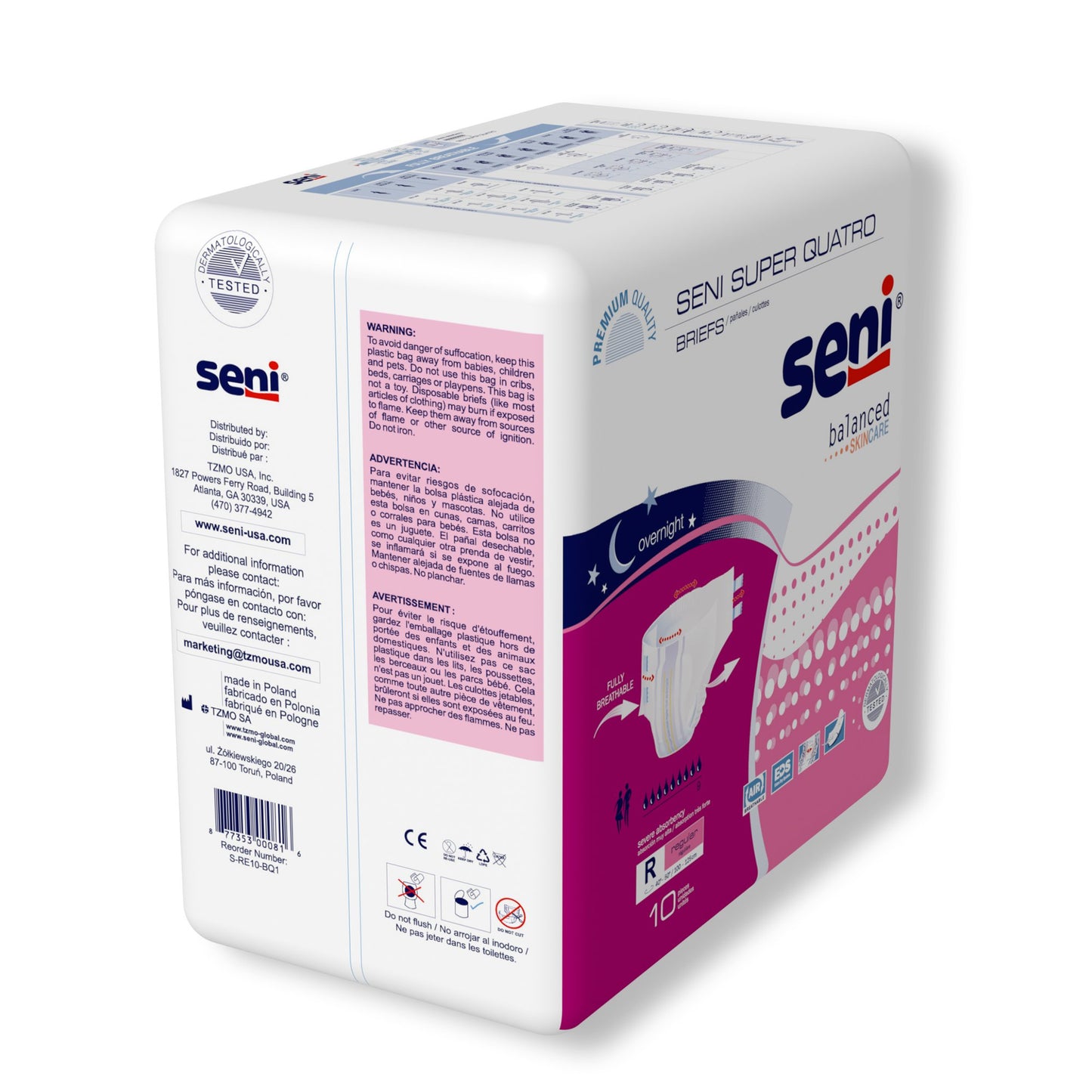 BRIEF, INCONT SENI SUPER QUATRO REG 40"-50" (10/PK 4PK/CS)