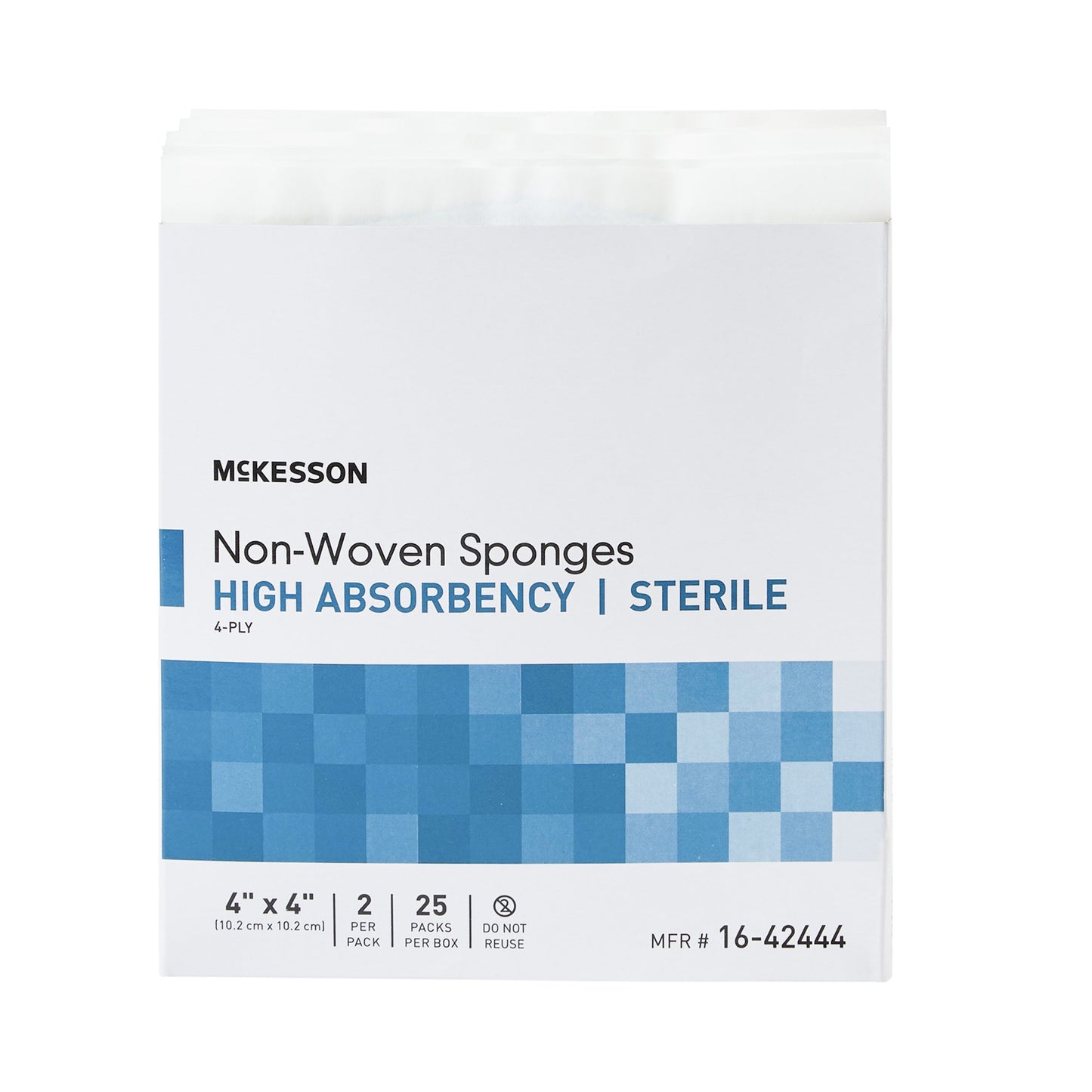 SPONGE, N/WOVN HI-ABSRB 4"X4" 4PLY STR (2/PK 25PK/