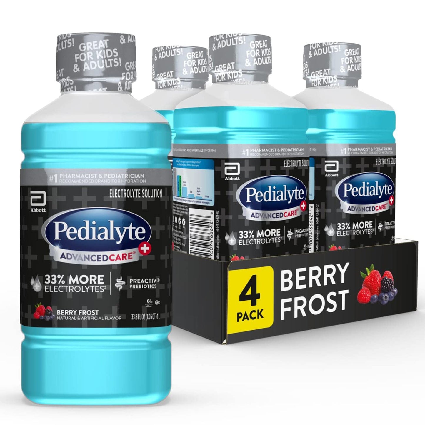 PEDIALYTE, ADVANCEDCARE PLUS BERRY FROST 1L BT (4/CS)