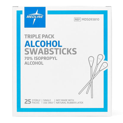 SWABSTICK, ALCOHOL (3/PK 25PK/BX 10BX/CS)