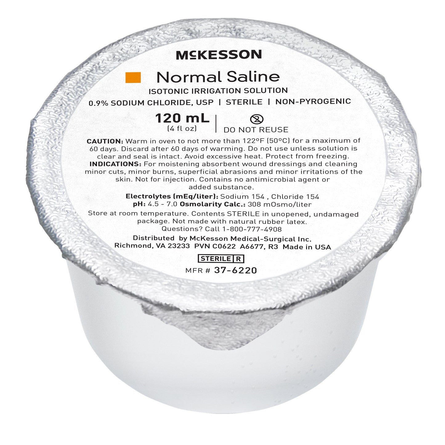 SALINE, IRR SOL FOIL-LID CUP STR 120ML (48/CS)