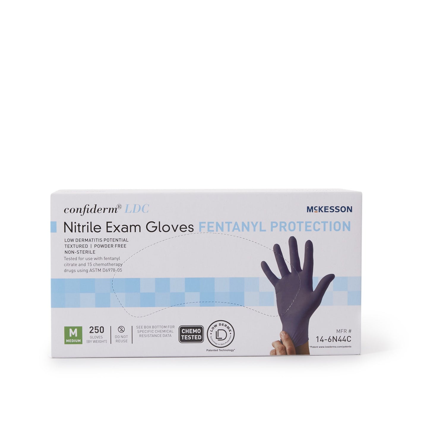 GLOVE, EXAM NTRL MED N/S CHEMOLDC BLU (250/BX 10BX/CS)