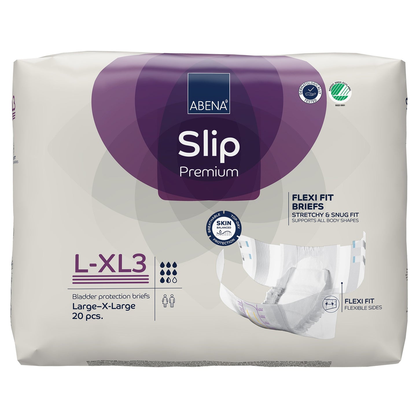 BRIEF, INCONT SLIP FLEX FIT PREM L3-XL3 LG/XLG (20/PK 4PK/CS