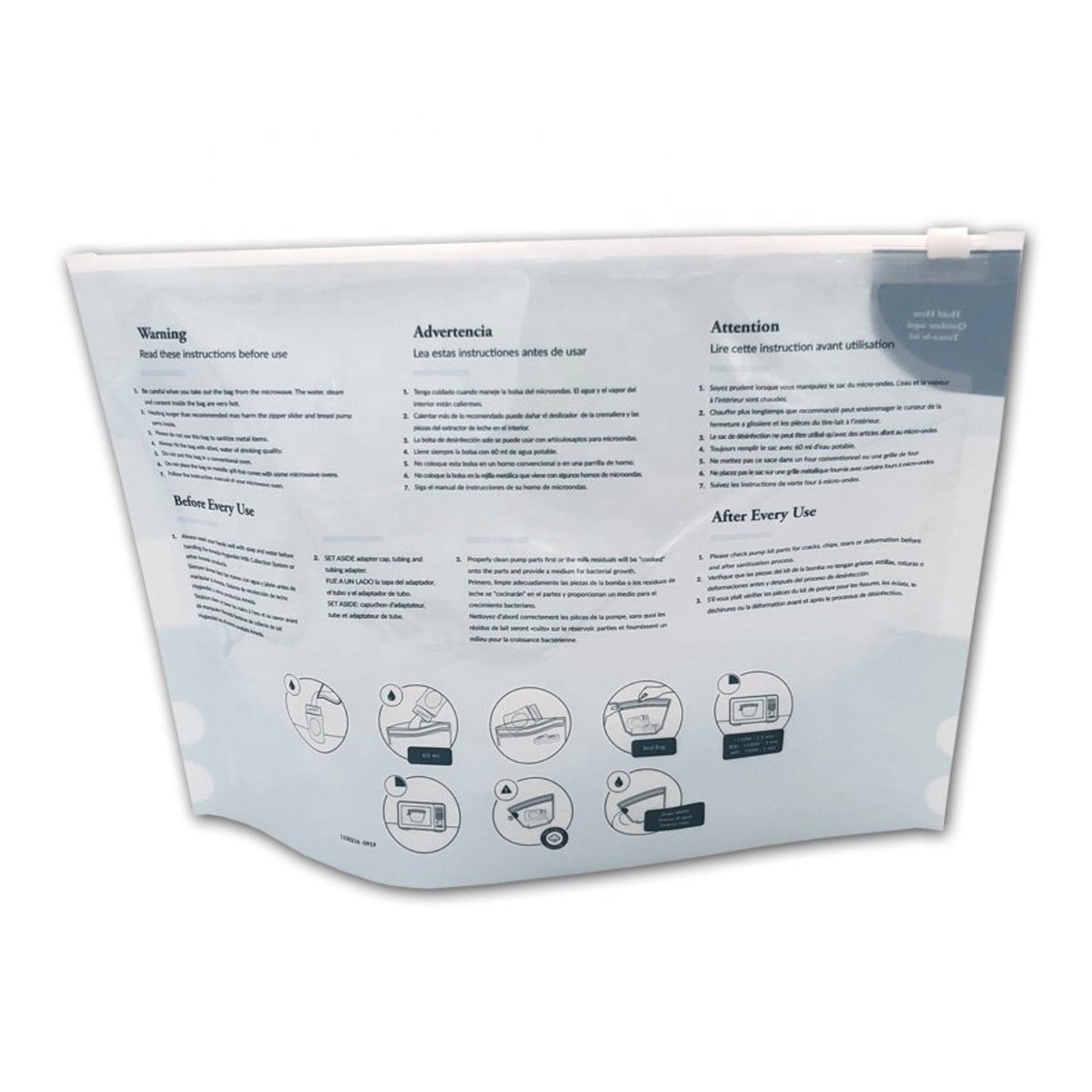 BAG, STEAM SANITIZING MICROWAVEABLE 3.5"X9.5"X12" (100/EA)