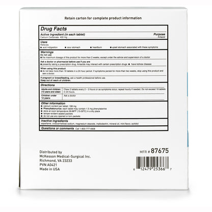 ANTACID, TAB CALCIUM CARBONATEMINT 420MG (250/BX 12BX/CS)