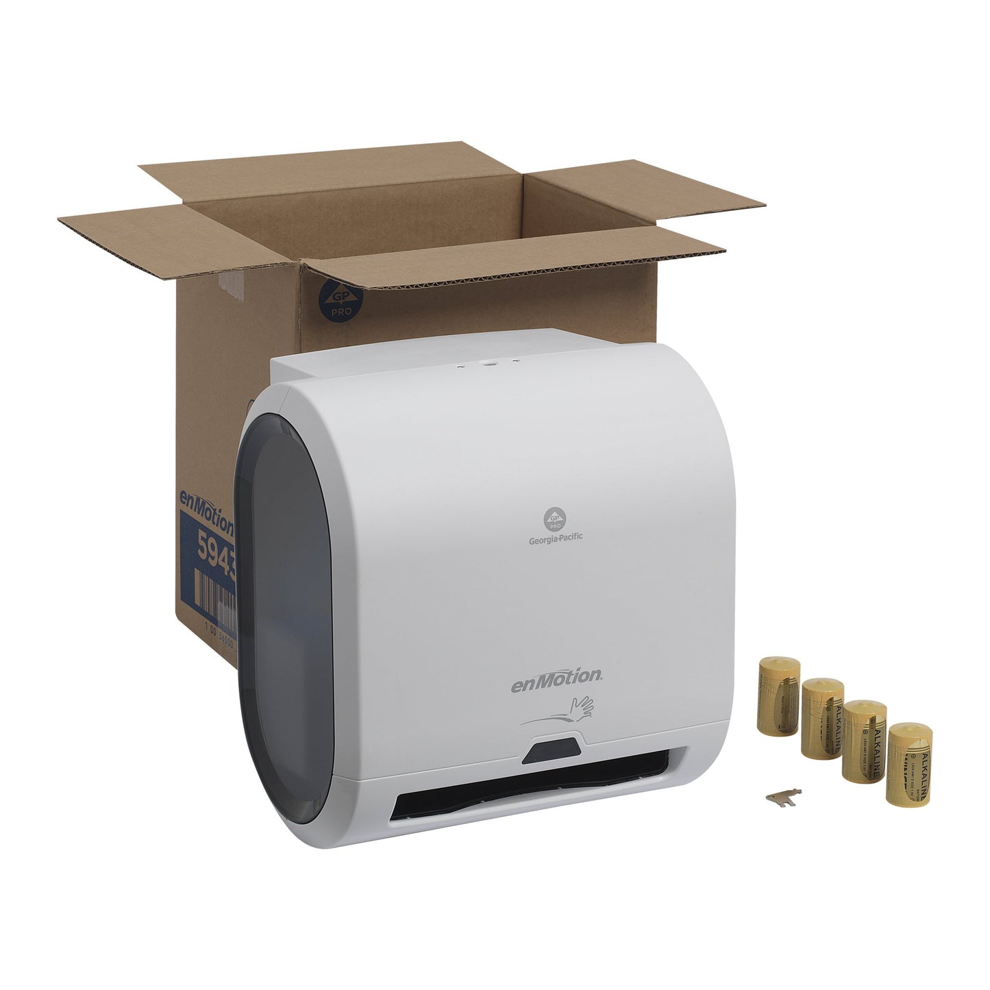 DISPENSER, TOWEL ENMOTION 8" WHT 1-ROLL AUTOMATED