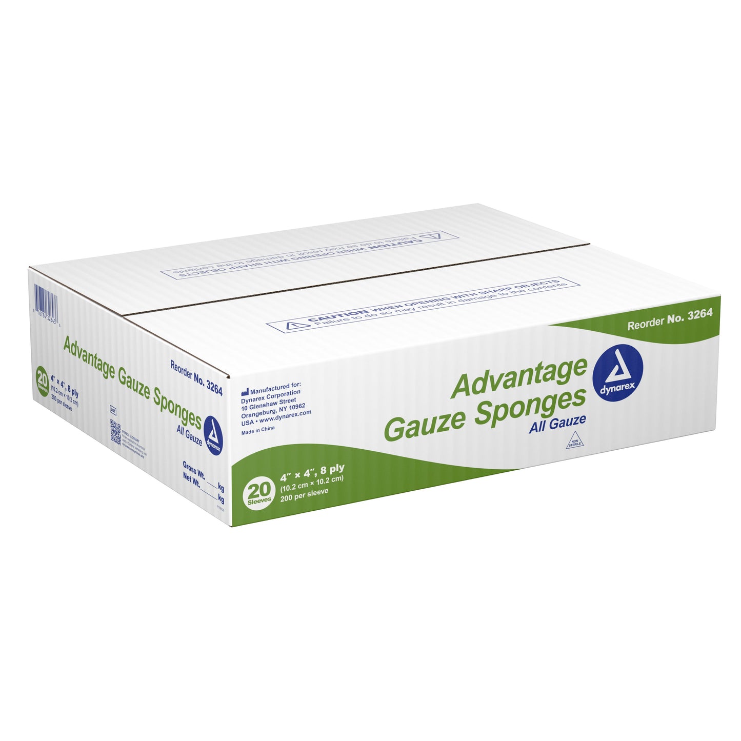 GAUZE, SPONGE N/S 8PLY 4"X4" (200/PK 20PK/CS)