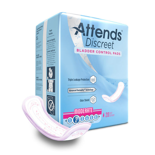 PAD, BLADDER CNTRL ATTENDS DISCREET MODERATE (20/BG 10BG/CS)