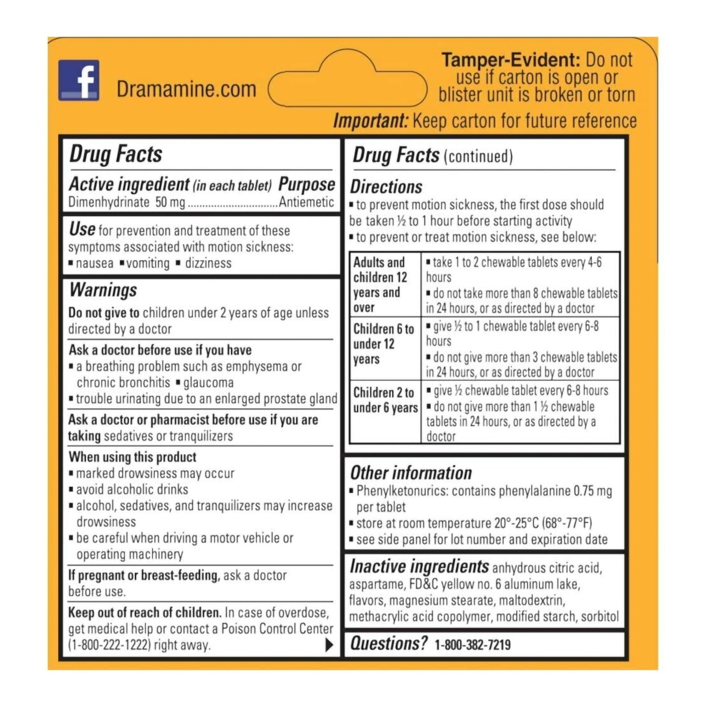 DRAMAMINE, TAB CHEW 50MG (8/BX)