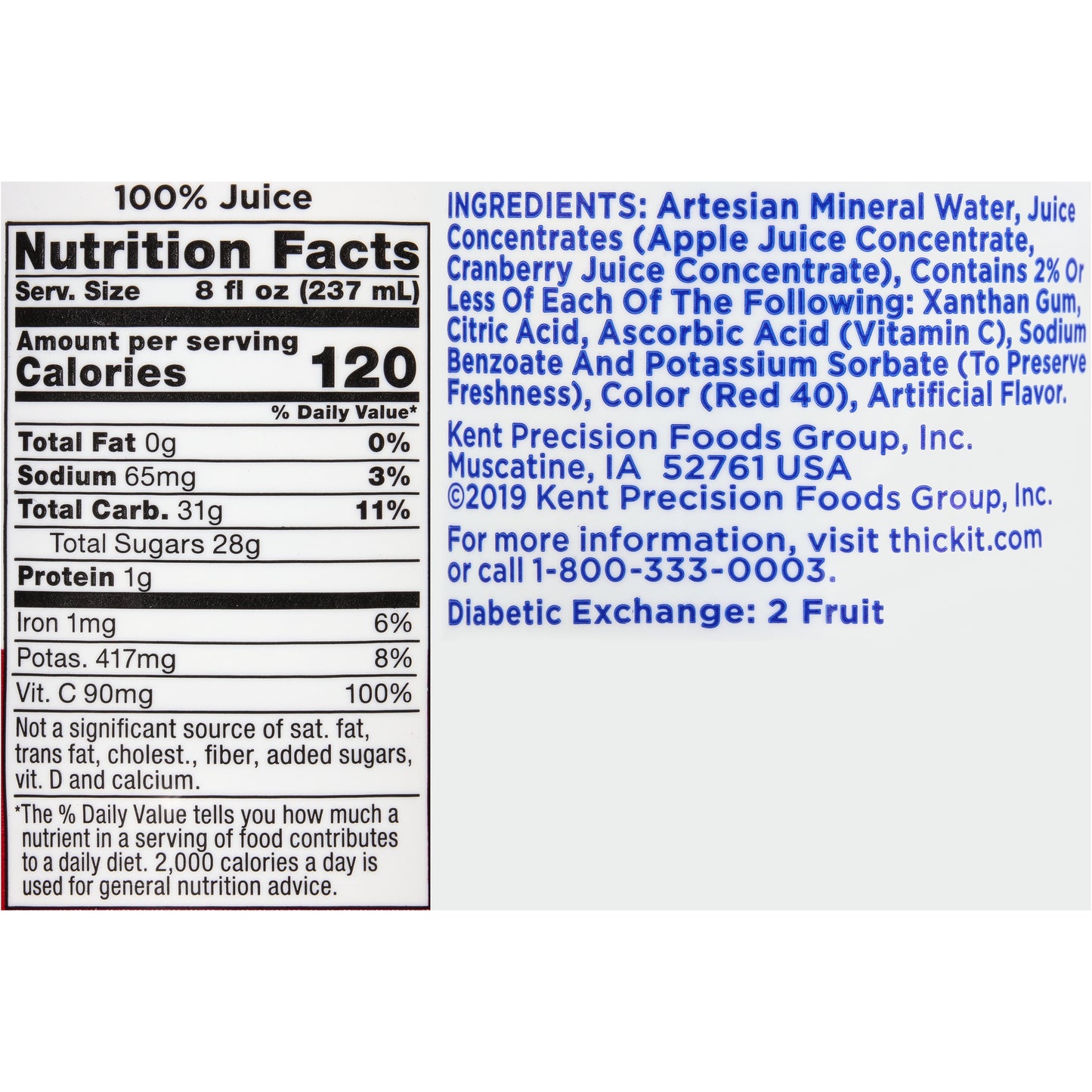 THICK-IT, CLEAR ADV CRANBERRY MILD/NECTAR 8OZ (24/CS)