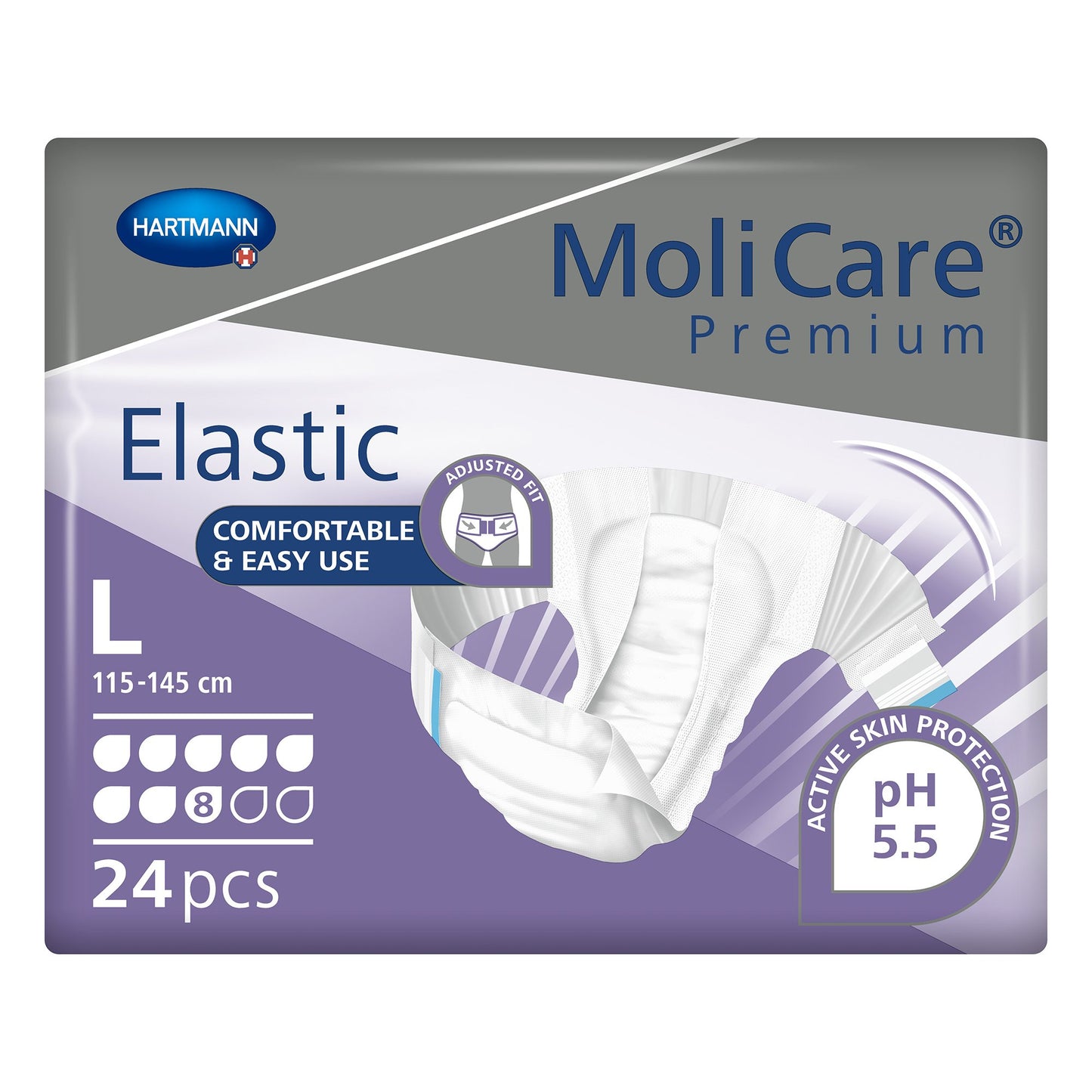 BRIEF, MOLICARE PREMIUM ELAS DISP 8D LG (24/BG 3BG/CS)