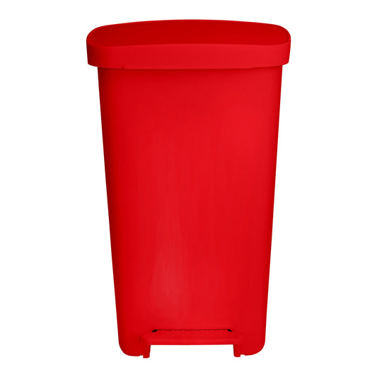 WASTECAN, STEP-ON RECTGL PLAS RED 52QT