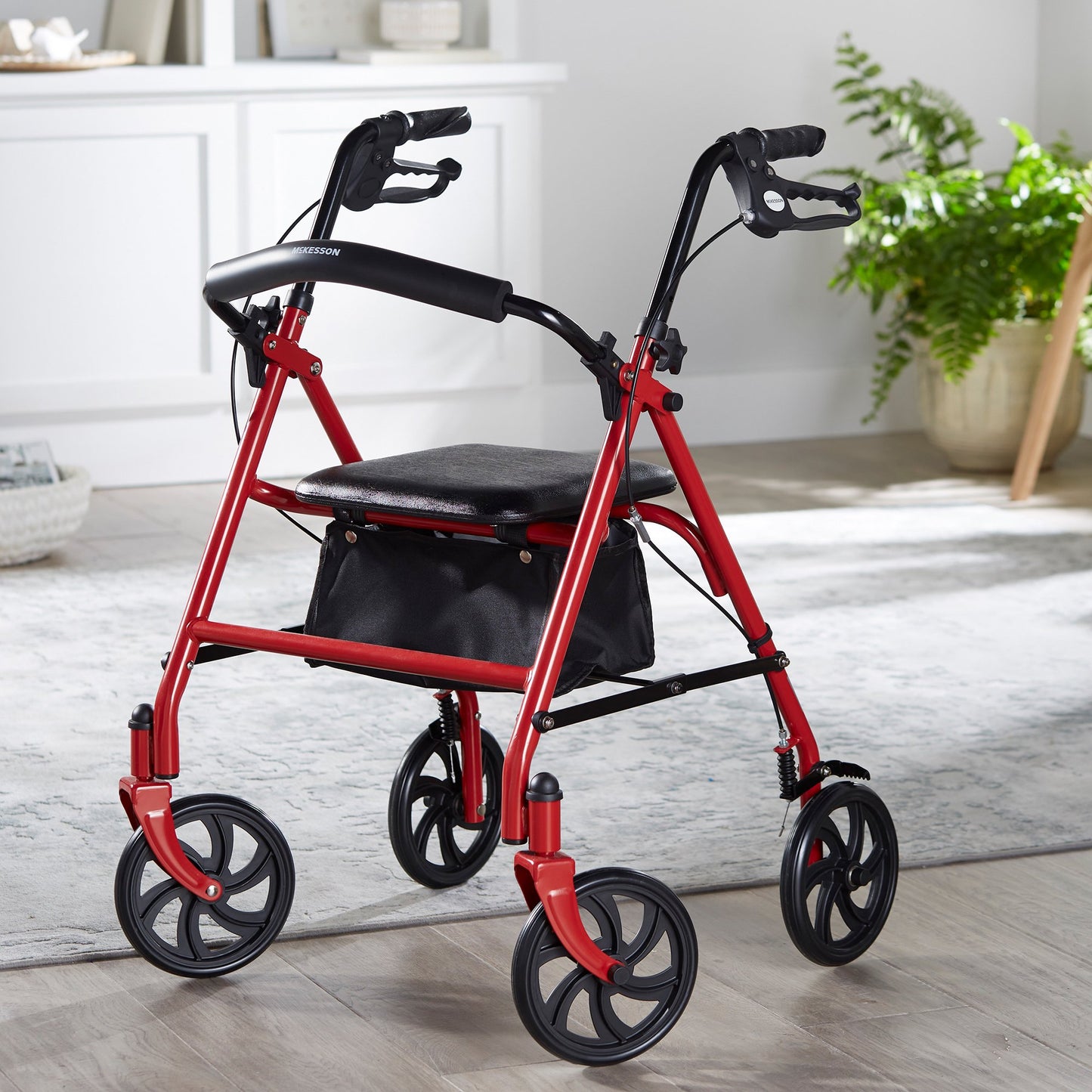 WALKER, ROLLATOR DURA FOLDING STEEL W/7.5" WHLS RED 300LB