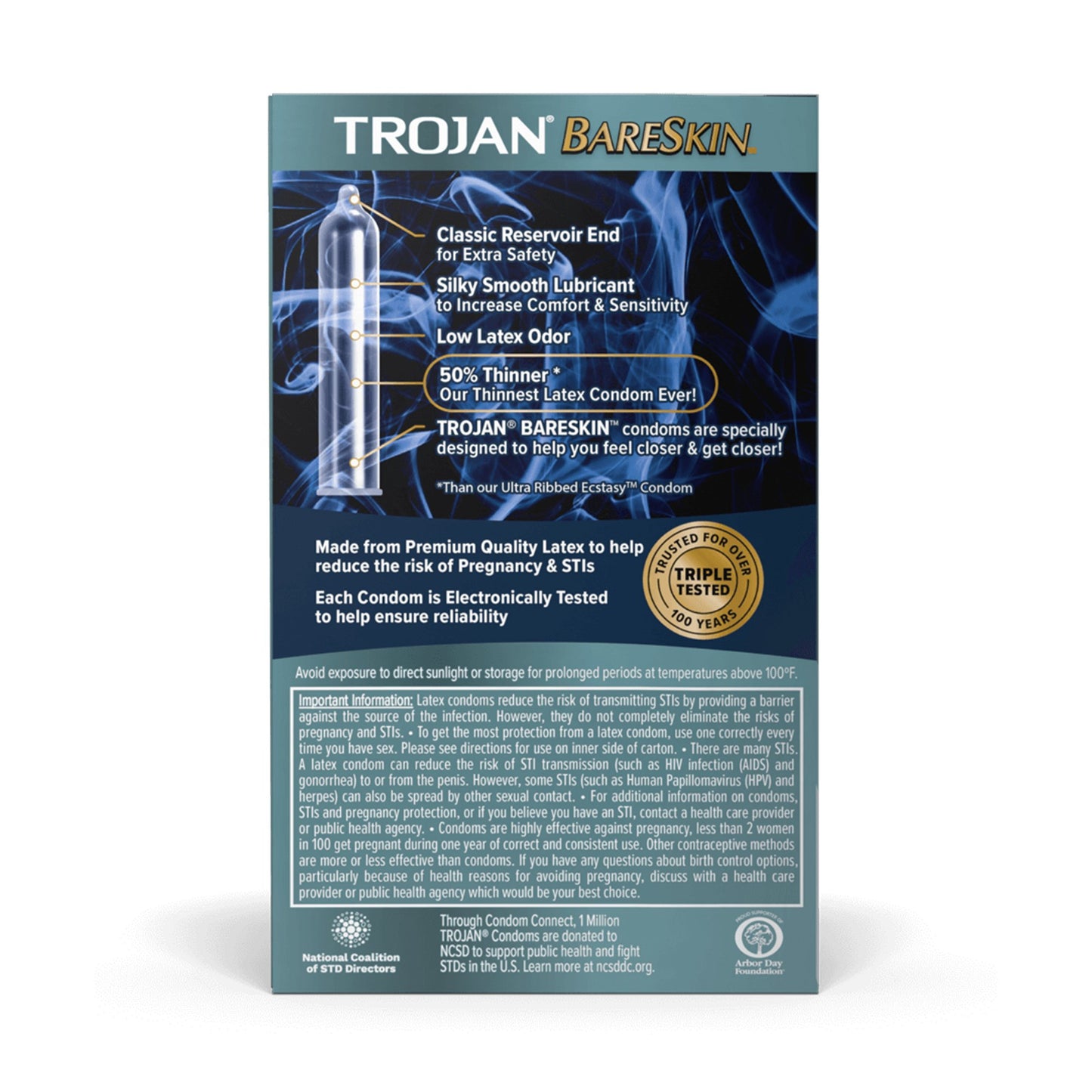 CONDOM, TROJAN BARESKIN LUBRICATED (10/BX)