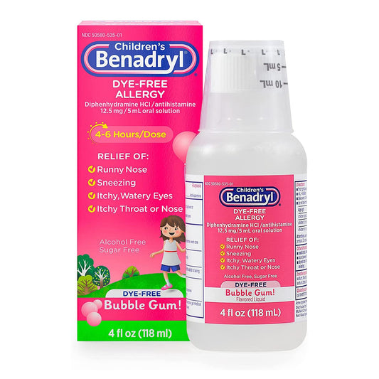 BENADRYL ALLERGY CHILDRENS, LIQ D-F BUBBLE GUM 4OZ