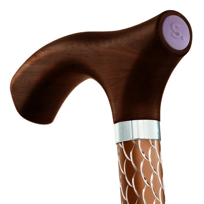 CANE, FOLDING WALKING STICK SWITCH STICKS ENGRAVED COGNAC