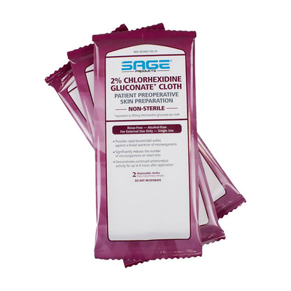 CLOTH, PREOP SKIN PREP 2% CHG (2/PK 24PK/BX 4BX/CS