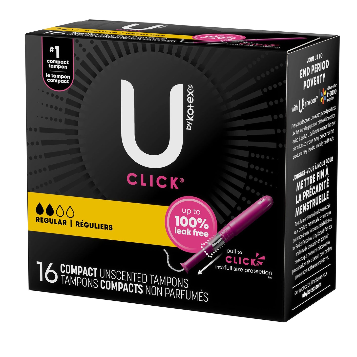TAMPON, U BY KOTEX CLICK SUPERPREM REG ABSRB (16/PK 8PK/CS)