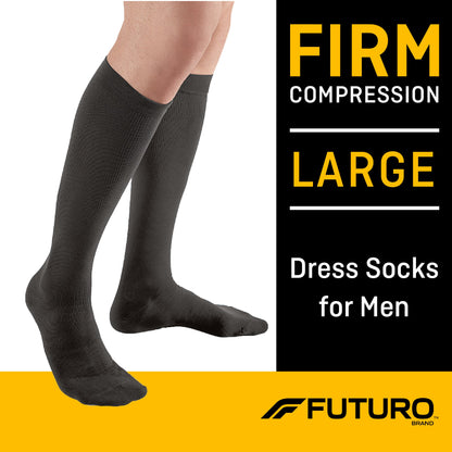 SOCKS, DRESS COMPRSN FUTURO RESTORING BLK MENS LG (12PR/BX)