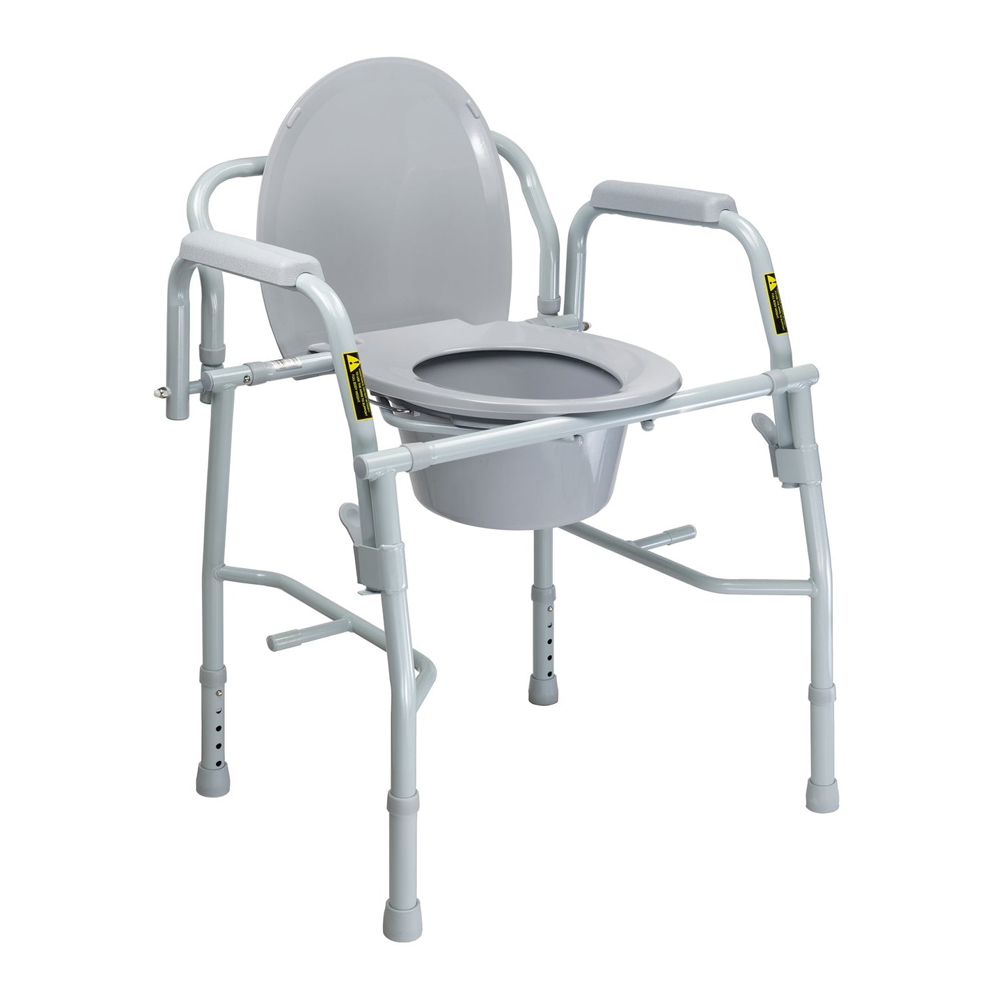 COMMODE, N/FLDING STEEL FRAME W/DROP ARM 300LB GRY (1/CS)