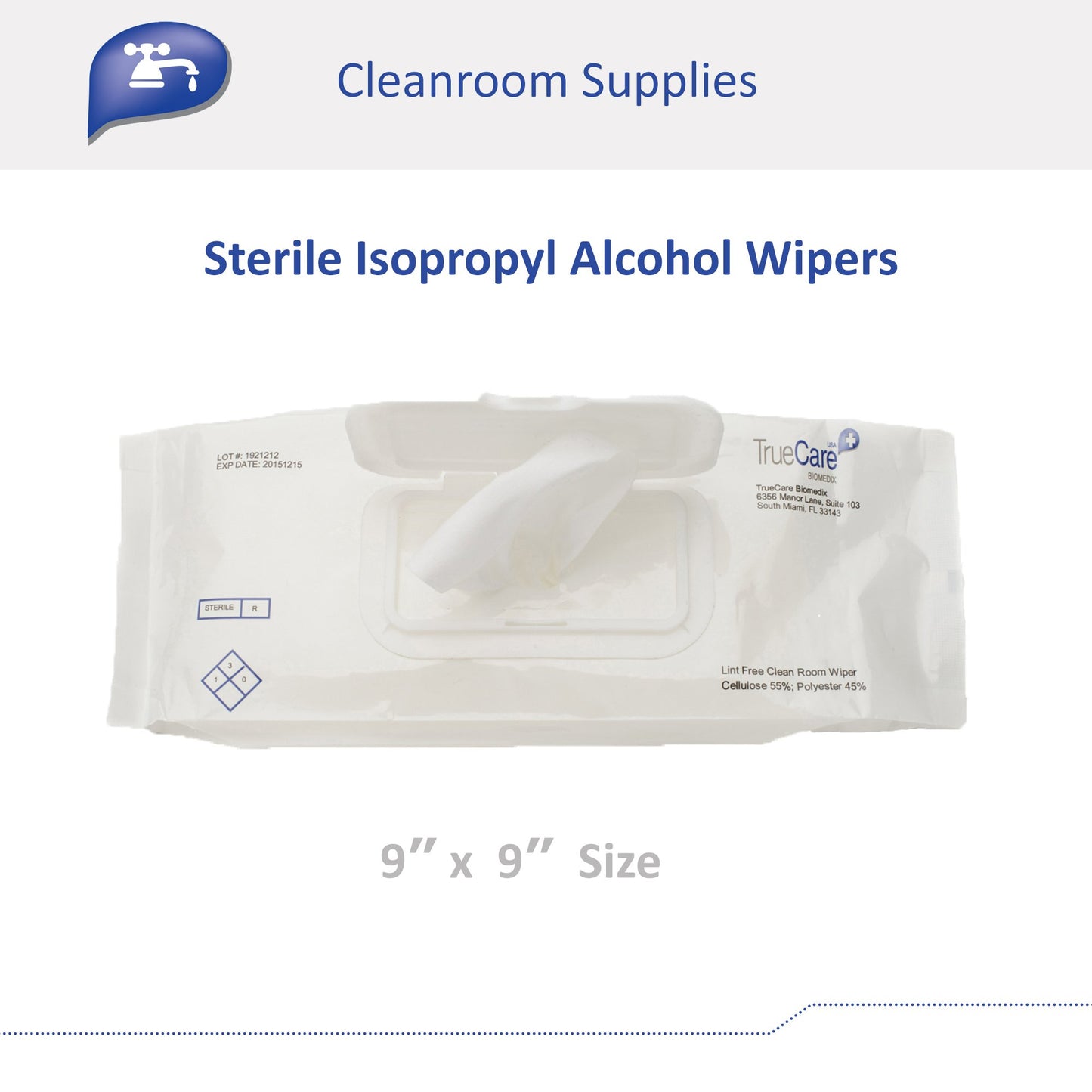 WIPE, WET ISOPROPYL ALCOHOL STR 9"X9" (30/PK 24PK/CS)