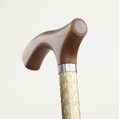 CANE, ALUM FLDNG SWITCH STICKSENGRVD PRL GLD