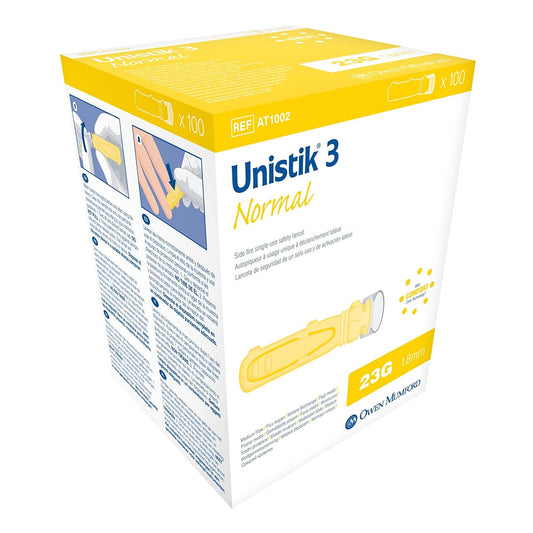 LANCET, UNISTIK III SNGL USE YLW 23GX1.8MM (100/BX