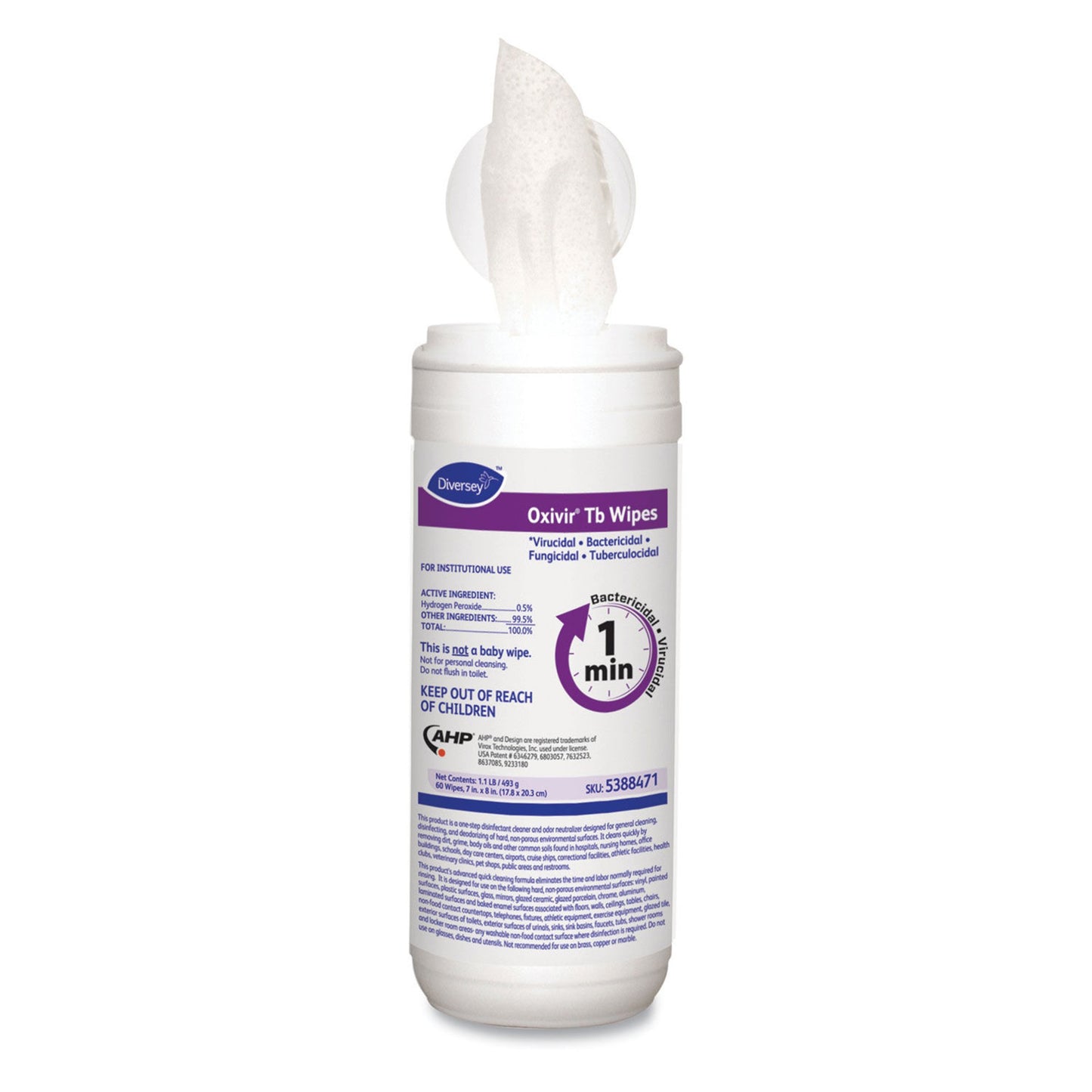 WIPE, CLEANER OXIVIR WHT 7X8 (60/BX 12BX/CS)