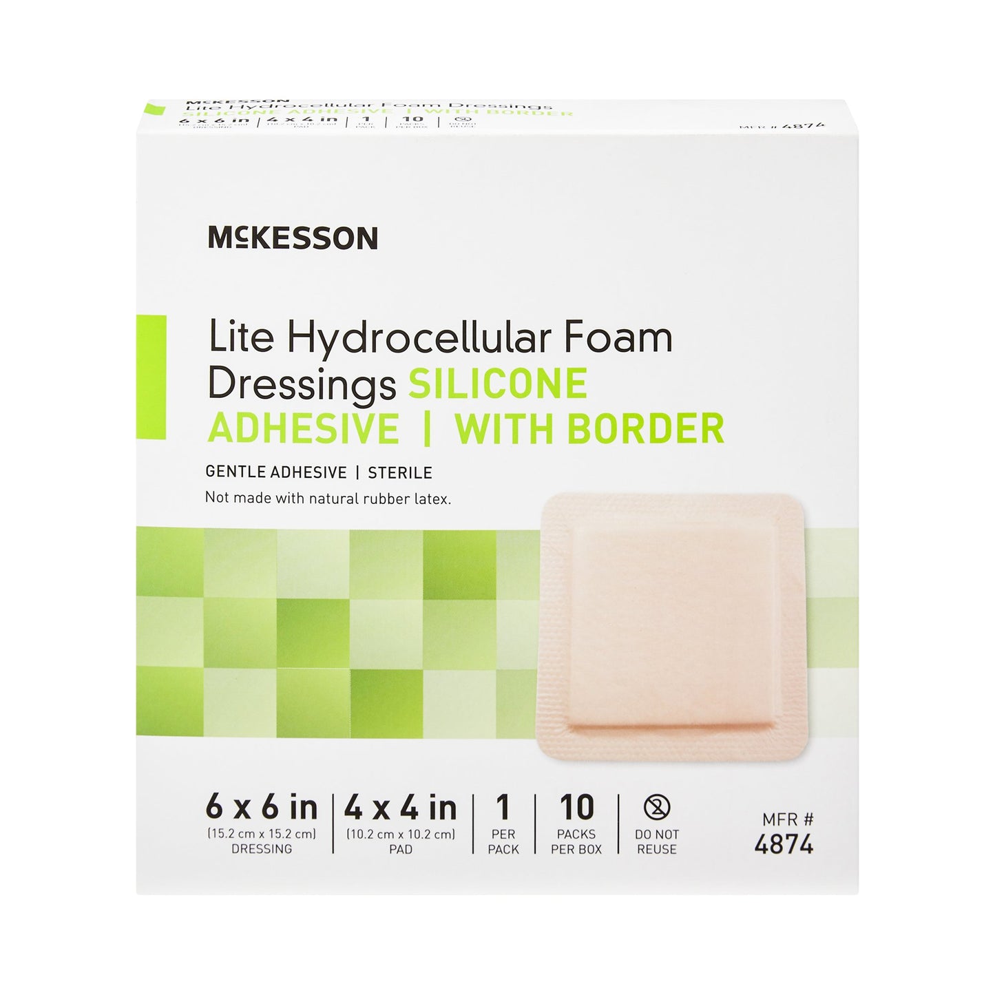 FOAM, ADH SIL LT W/BORDER 6"X6" (10/BX 20BX/CS)