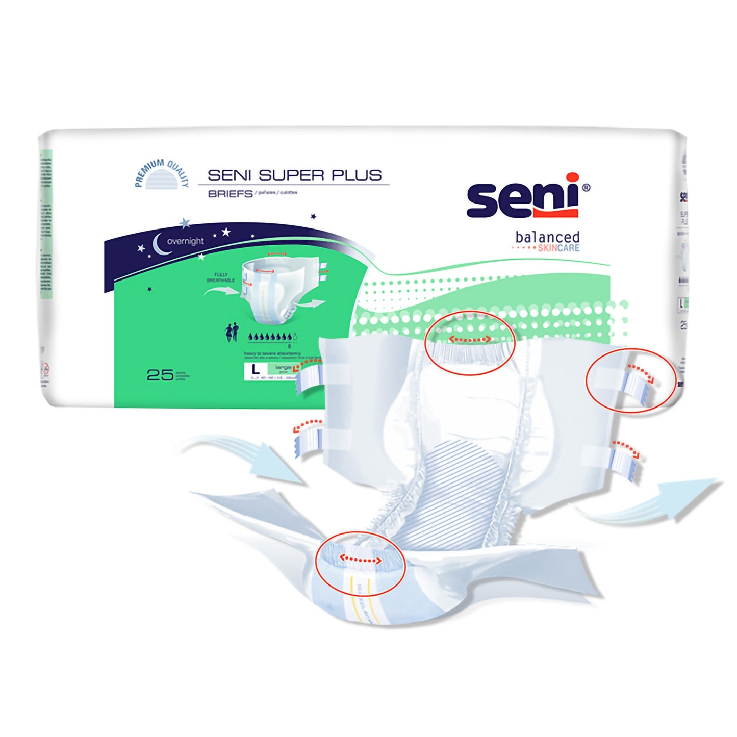 BRIEF, INCONT SENI SUPER PLUS LG 45-59" (25/PK 3PK/CS)