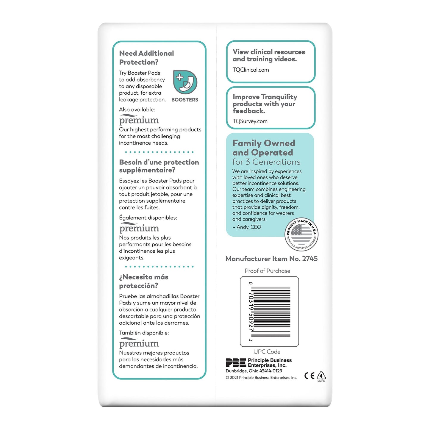 BRIEF, INCONT TRANQUILITY HVY ABSRB MED (12/BG 8BG/CS)