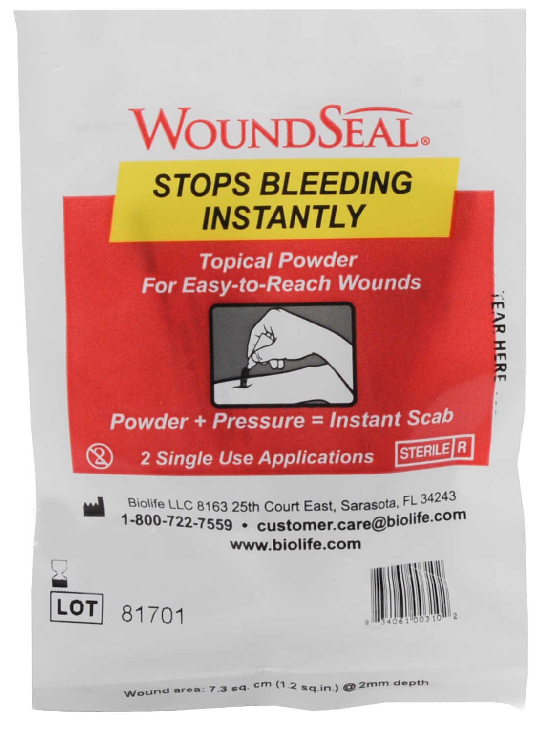 WOUND SEAL, BLEEDING CNTRL BIOLIFE QR PDR (2/PK)