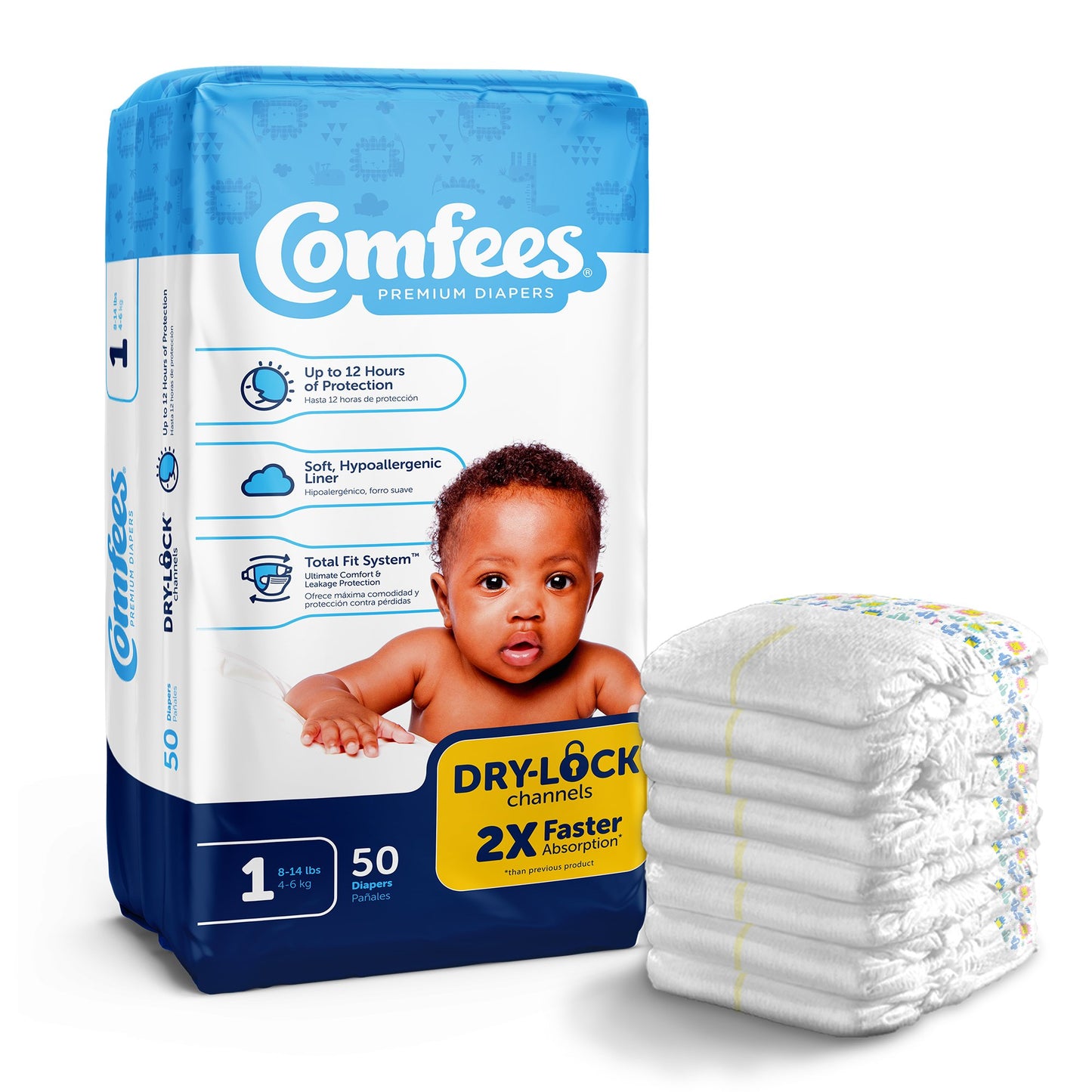 DIAPER, BABY COMFEES SZ1 (50/BG 4BG/CS)