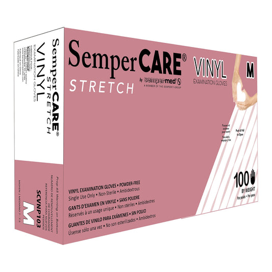GLOVE, EXAM VNYLSTRCH MED N/S (100/BX 10BX/CS)
