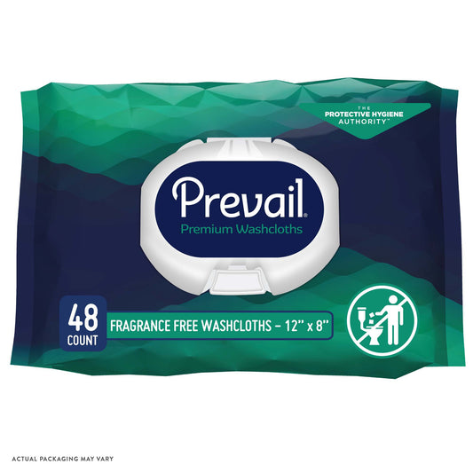 WASHCLOTH, PREVAIL W/LOTION FRAG FREE W/LID 12X8 (48/PK 12PK