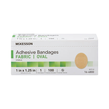 BANDAGE, ADH FABRIC OVAL 7/8"X1 1/4" (100/BX 24BX/CS)