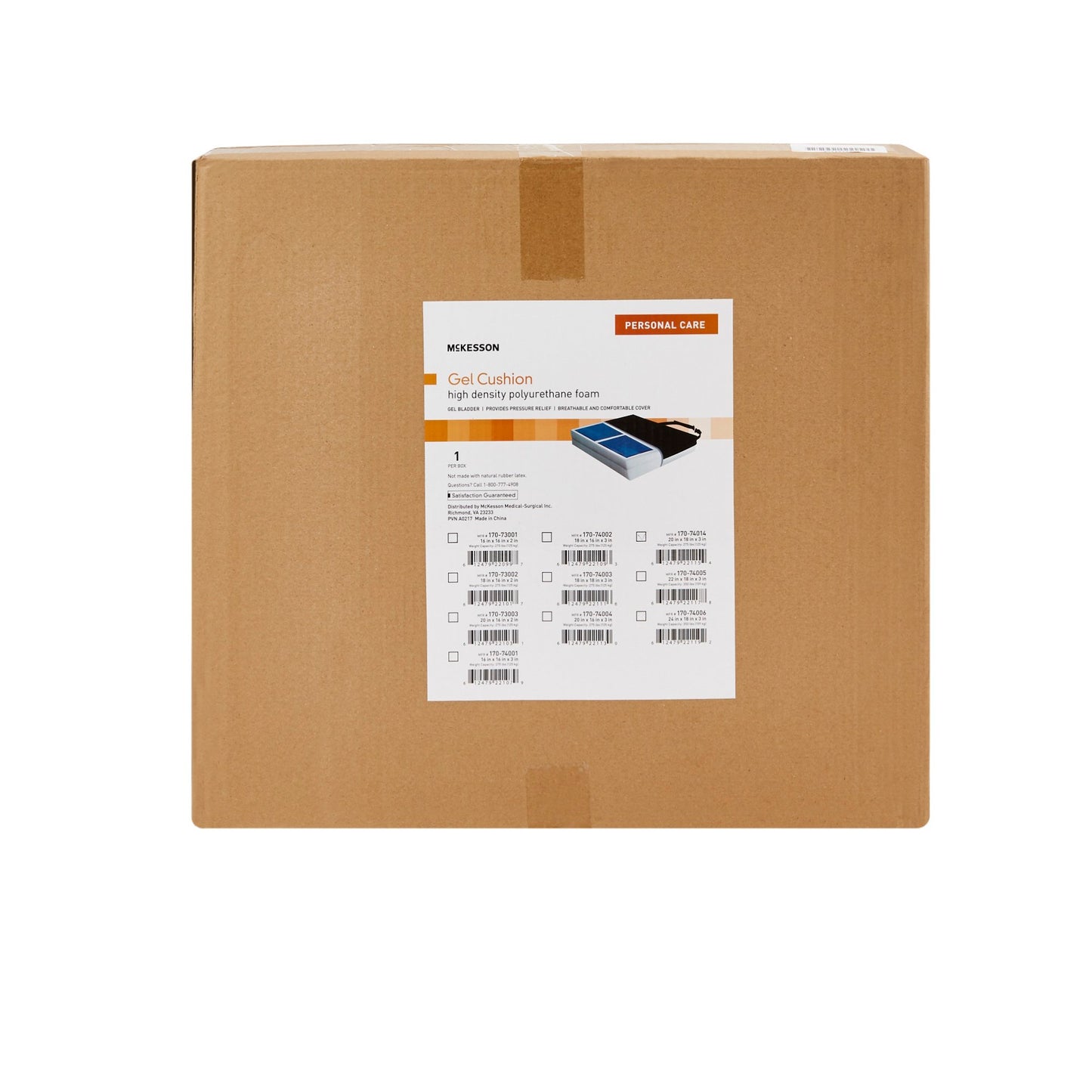 CUSHION, SEAT PROTEKT GEL 20"X18"X3" (4/CS)